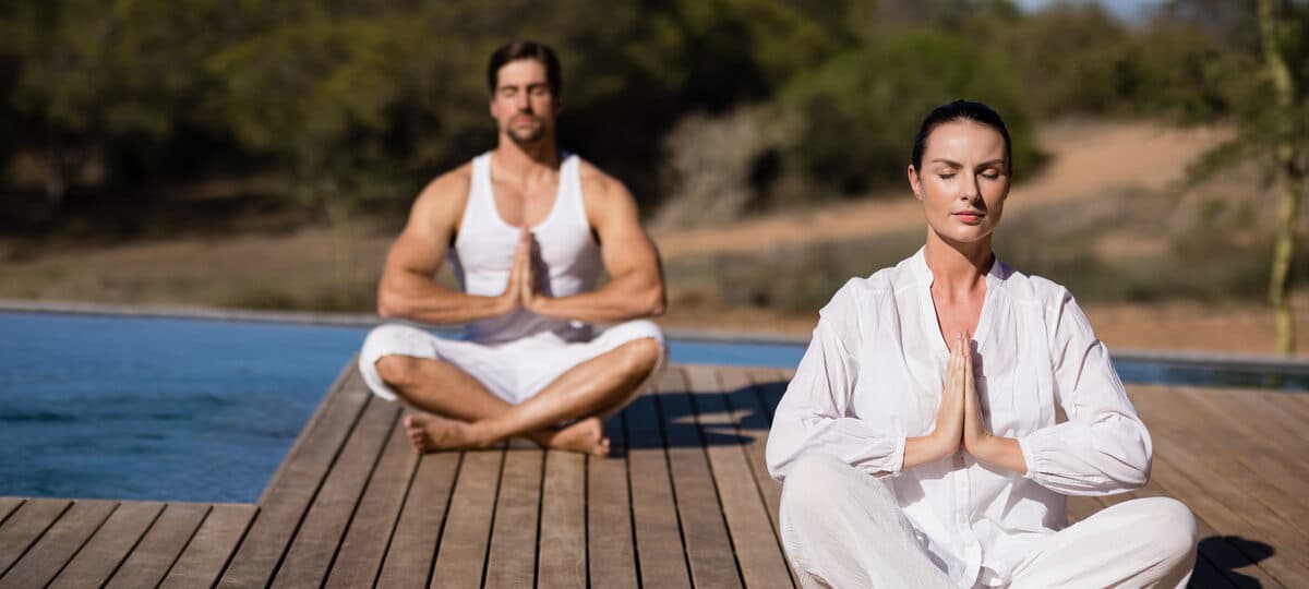 A morning yoga session by the sea